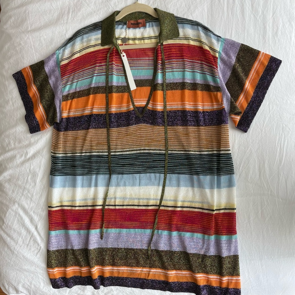 Missoni Multicolor Striped Knit Shirt Dress/Cover-up
